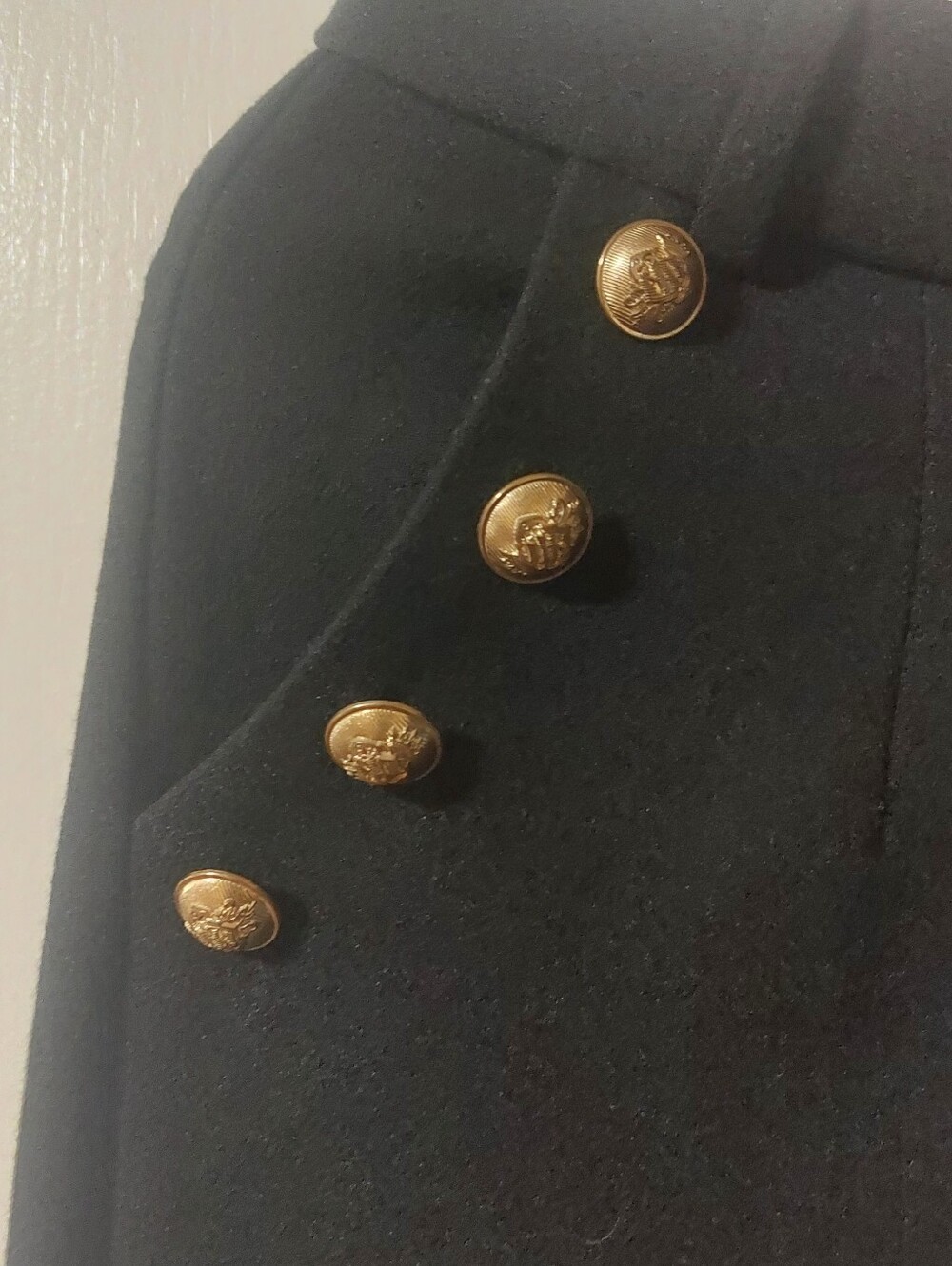 Womens Black Crop Trouser with pockets & decorative gold buttons